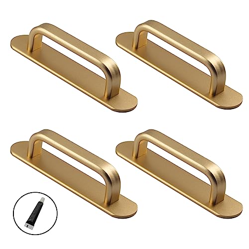 Zerniple Gesamtlänge 210 mm, Aluminiumlegierung, selbstklebender Türgriff, goldener Schiebetürgriff für Tor, Schrank, Kleiderschrank, Küchenschränke, Schrank (4 Stück) von Zerniple