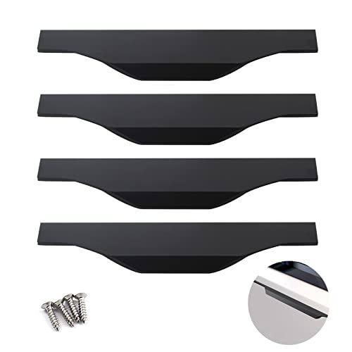 Zerniple Griffgriff aus Aluminiumlegierung, 200 mm, Schwarz, moderner Stil, für Schubladen, Schränke, Kleiderschrank, 4 Stück von Zerniple