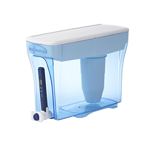 ZeroWater 5,4 L 5-Stufiger Wasserspender mit Wasserfilter - NSF-Zertifiziert - Wasser Filtersystem zur Reduktion von Blei, Anderen Schwermetallen und PFOA/PFOS - Weiß und Blau von ZeroWater