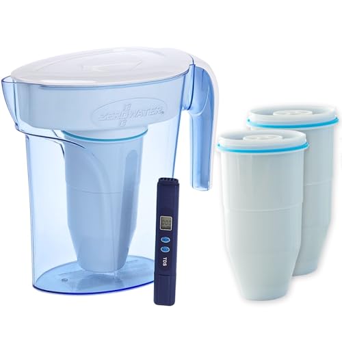 ZeroWater Wasserfilter Kombi-Set, 1,7 L Krug mit 3 Filterkartuschen und Wasserqualitätsmessgerät, BPA-frei,NSF-zertifiziert, Ideal um Kalk, Blei und andere Schwermetalle zu reduzieren von ZeroWater