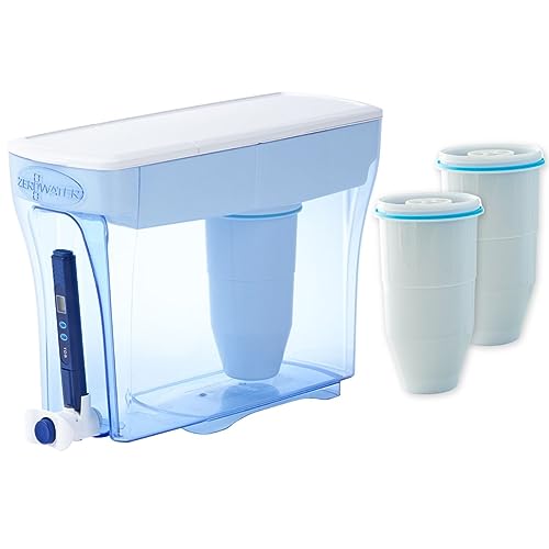 ZeroWater Wasserfilterstation Kombi-Set, 5,4 L mit 3 Filterkartuschen und Wasserqualitätsmessgerät, BPA-frei,NSF-zertifiziert, Ideal um Kalk, Blei und andere Schwermetalle zu reduzieren von ZeroWater