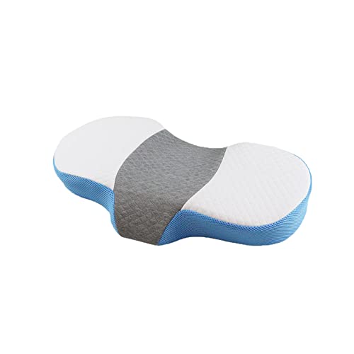 Zeroall Orthopädisches Kopfkissen Nackenstützkissen Nackenschmerzen für Nacken & Schulterschmerzen, Ergonomisches Kissen, 58 x 34 x 10 cm, Aufwachen Ohne Nackenschmerzen(Weiß + Blau), DT-OU003 von Zeroall