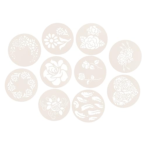 10 Stk Muster Hohlform Kuchenform dekorative Tortenschablone Papierbecher Ornament neuartige Malvorlagen hohle Kuchenvorlagen Brot Schneidemaschine Blumen Zylinder Schimmel Weiß von Zerodeko