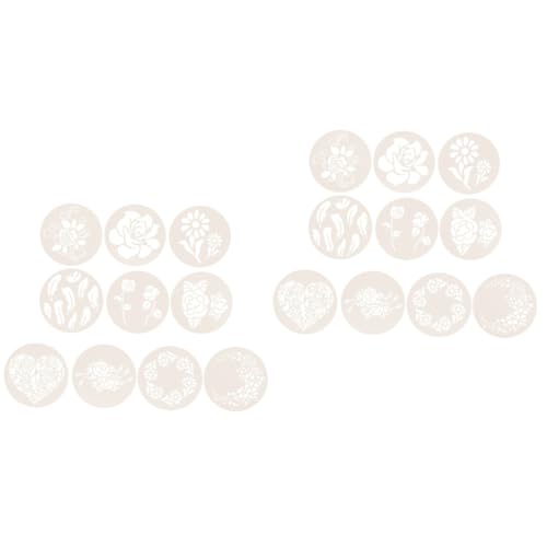 20 Stk Muster Hohlform Sprühschablone zum Dekorieren von Kaffee Kaffeedekorationsvorlagen hochzeitsdeko Ornament Brot Vorlagen Kuchenschablonen backen Blumen Schimmel Milch Weiß von Zerodeko