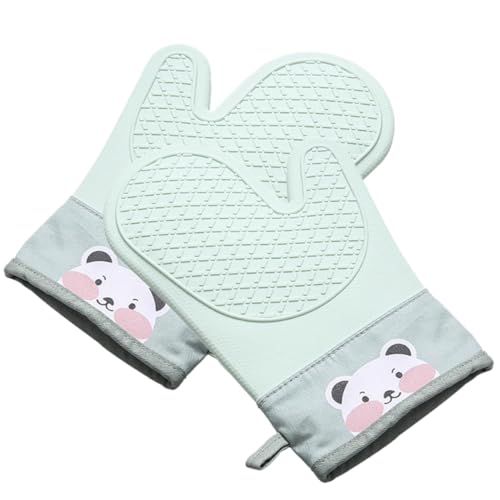 Zerodeko Ofenhandschuhe Aus Silikon, rutschfest Und Hitzebeständig, Waschbare Backhandschuhe Mit Trageband, Für Küche, Grill Und Mikrowelle, 29X18,5Cm, Grün von Zerodeko