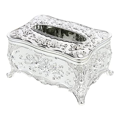 Servietten Box Europ?ischer Stil Tissue Box Cover Acryl- Pr?genpapier Serviettenhalter Beh?lter Papierabdeckung Serviettenhalter Home Dekoration (Silber) Papiertuchspender von Zerodeko