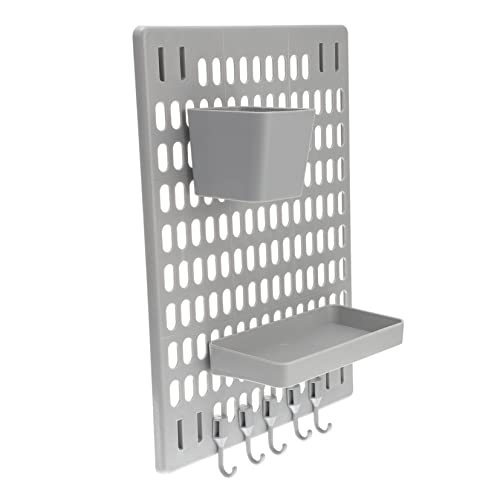 Zerodeko 1 Satz Pegboard Wandregal Großes Graues Rechteckige Box Quadratische Box Haken Platzsparender Organizer für Bad Bastelraum Wohnzimmer Einfach zu Montieren von Zerodeko