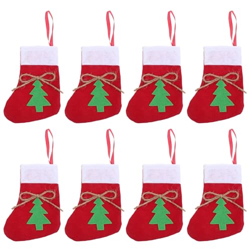 Zerodeko 1 Satz Weihnachts Strumpf Messer Und Tasche Weihnachtsstrümpfe Für Weihnachtssockenbeutel Goldene Weihnachtsstrümpfe Silber Inhaber Zubehör Stoff Rot 8 Stück von Zerodeko
