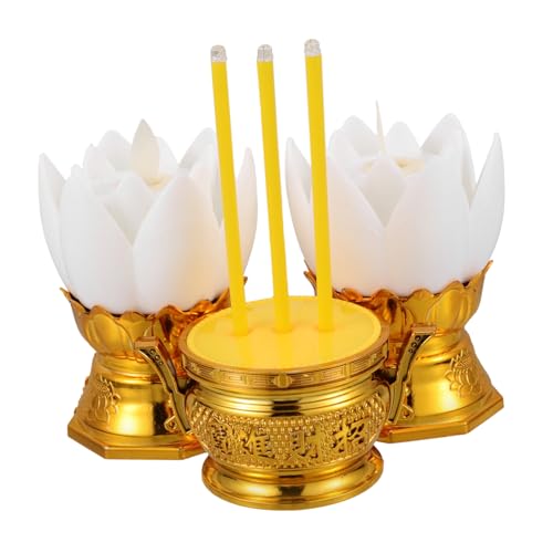 Zerodeko 1 Set Lotuslampe Ornament Tragbarer Weihrauchbrenner Laterne Weihrauchhalter Mini LED Leuchten LED Teelichter Kerzenlampe Ätherische Diffusoren Vorrichtungen Aus von Zerodeko