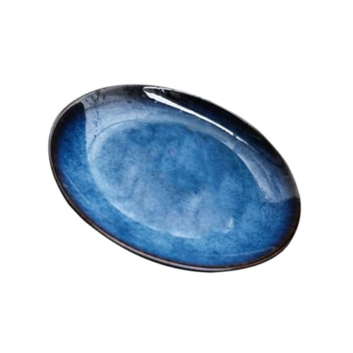 Zerodeko 1 Stück Ceramic Steak Pasta Serving Tray Blau für Partys Hochzeiten Zuhause Keramikgeschirr für Steak und Nudelgerichte Snackschale von Zerodeko