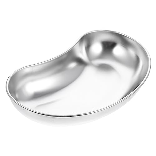 Zerodeko 1 Stück Edelstahlkrümmungsscheibe rostfreies Tablett Labor Edelstahlteller klinisches Tablett Tabletts Instrumentenablagen Experimentiertablett Nierenschale Rostfreier Stahl Silber von Zerodeko