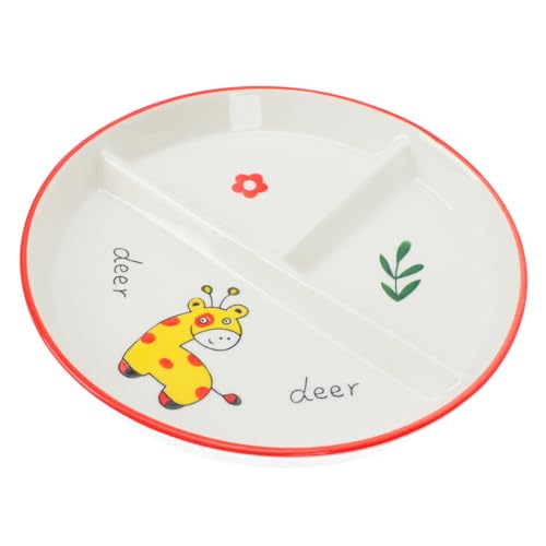 Zerodeko 1 Stück Servierteller Saugplatte Geteilter Dessertteller Geteilte Platte Zum Füttern Von Kleinkindern Karikatur Babypeller Porzellan Portion Diätteller Abendessen Weiß Keramik von Zerodeko