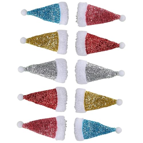 Zerodeko 10 Stück Teiliges Weihnachtsbesteckhalter Mini Weihnachtsmützenform Glitzernde Bestecktaschen Wiederverwendbar Festliche Tischdekoration für Weihnachtsfeier und Dinnerparty von Zerodeko