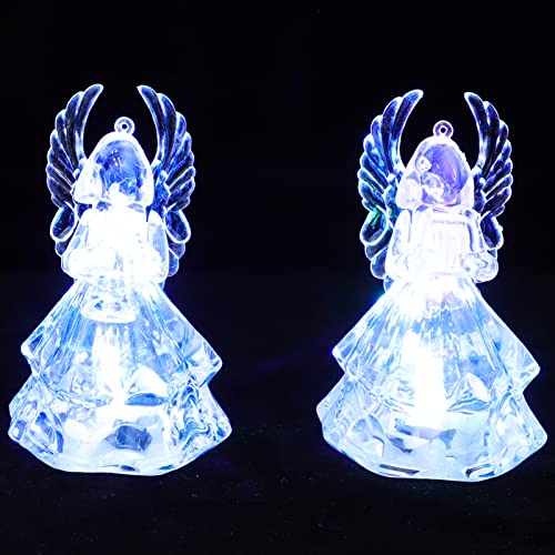 Zerodeko 2 STK Nachtlicht Engelfiguren Aus Harz Mini-Figuren Figur Mit Led-licht Geführte Figur Klare Engelsfiguren Desktop-herzstück Mini-nachttischlampen Led Figur 3D Puppe Acryl Drinnen von Zerodeko