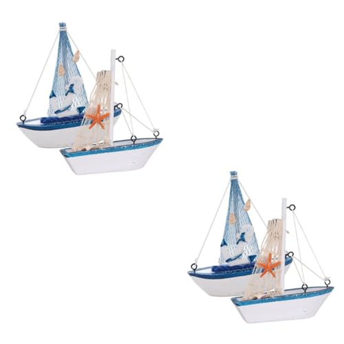 Zerodeko 2 Sätze Bürotischdekoration Rc-Boote Blaues Spielzeugkreuzfahrt Bootfahren Segelboot Boot Handwerk Tiki-bar-Dekorationen Bojendekor Nautische Kissen Bambus 2 Stücke * 2 von Zerodeko
