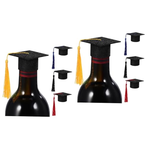 Zerodeko 2 Sätze Mini Abschlusskappen Für Flaschen Und Dekorative Hut Topper Für Abschlussfeiern Partys Und Cupcakes Realistisches Design Mit Quaste Vielseitig Einsetzbar 4 Stücke * 2 von Zerodeko