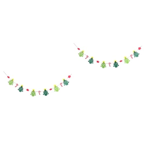 Zerodeko 2 Sätze Weihnachtswimpel Weihnachtskette Kalender Weihnachtsglocken-Ornamente Weihnachtsbaum Gold Weihnachtsbanner Girlande Strudel Leiter Streamer Groovig Zwerge Party Vlies von Zerodeko