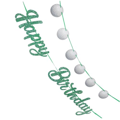 Zerodeko 2 Satz Golf Happy Birthday Banner mit Golfelementen Wiederverwendbare Sportparty-deko Große Bunting-flaggen für Drinnen und Draußen Vielseitig als Fotorequisite und Gartenflagge von Zerodeko