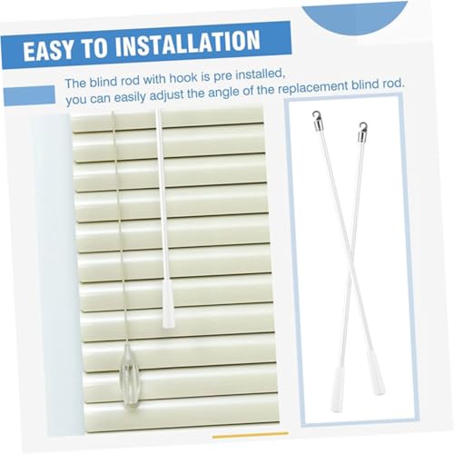 Zerodeko 2 Stück Fiberglas Jalousienstab mit Metallhaken Langlebiger Vertikaler Jalousienstab Ersatz Transparentes Acrylgriff zubehör Einfache Installation ohne Werkzeug Robust von Zerodeko