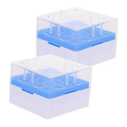Zerodeko 2 Stück Gefrierbox aus PP Kunststoff Fächer Flüssigkeitsröhrchen Behälter Temperaturstabil Transparenter Laborproben Organizer für Kryo Gefrierlagerung von Zerodeko