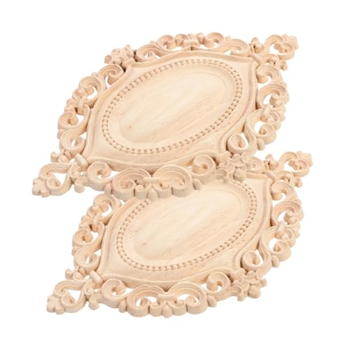Zerodeko 2 Stück Holzornamente Möbel Holzschnitzerei Applique Oval Onlay Klassisch Handgeschnitzt für Türen Schränke Fenster und Betten Dekoration von Zerodeko