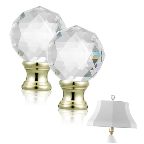 Zerodeko 2 Stück Lampenschirm Finial aus Kristall Gold Dekorative Lampe Toppers für Tischlampen Einfache Montage Passform Wohnaccessoire von Zerodeko