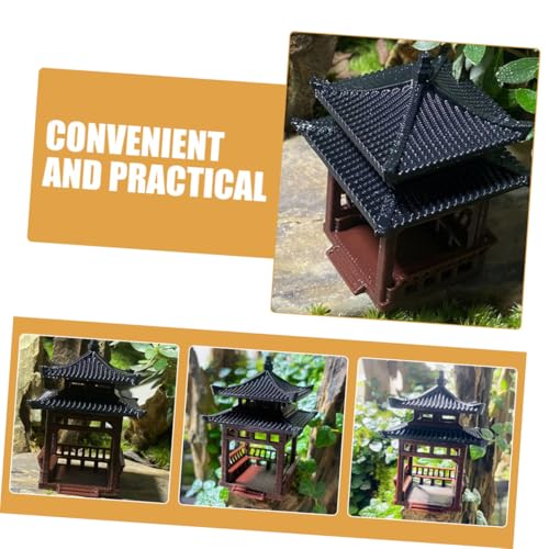 Zerodeko 2 Stück Mini Pavillon Modell Handwerkskunst Leichtes Micro Landschafts Vielseitig für Aquarium Garten Schreibtisch Realistische Asiatische Miniatur Ornamente von Zerodeko