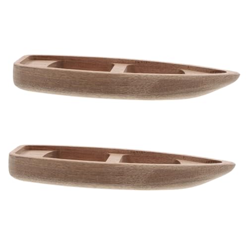 Zerodeko 2 Stück Miniaturboot Holzfigur Nautische Tischdekoration Handgefertigtes Kanuboot Modell für Wohnaccessoires für Schreibtisch Bücherregal und Wohnzimmergestaltung von Zerodeko