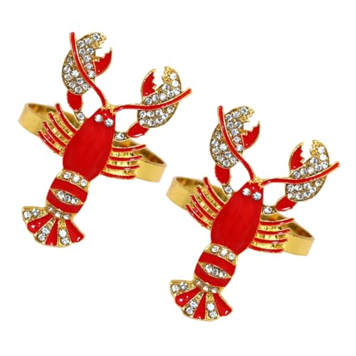 Zerodeko 2 Stück Rote Hummer Serviettenringe Dekorative Napkin Buckles mit Krabbenmotiv für Hochzeitstisch Elegante Tischdeko Passend für Stoffservietten Sommerliches Meeres Thema von Zerodeko