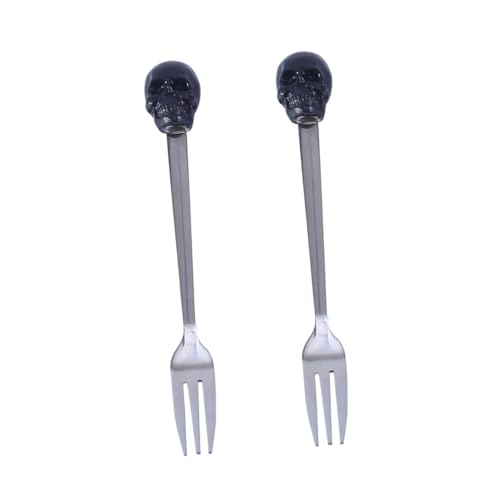 Zerodeko 2 Stück Schwarze Edelstahl Obstgabeln mit Design Rostfrei Glatte Oberfläche Wiederverwendbar für Party Snacks Fingerfood Vorspeisen und Dessert von Zerodeko