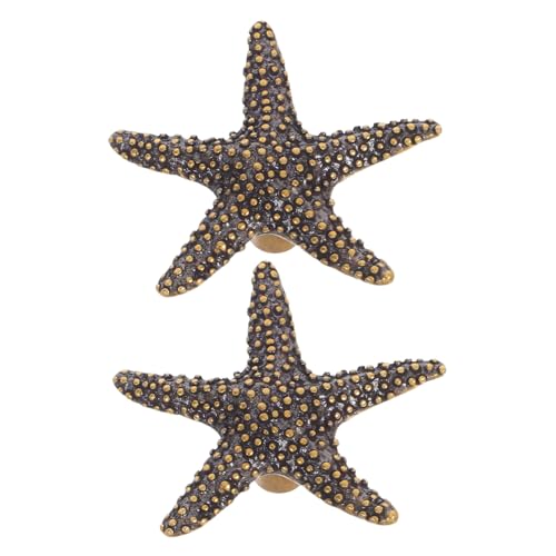 Zerodeko 2 Stück Teiliges Messing Schrankgriffe in Sternform Kinderfreundliche Kleine Türknöpfe Kreative Meeresstil Kommode Kleiderschrankgriffe für Kinderzimmer und Küchenschränke von Zerodeko