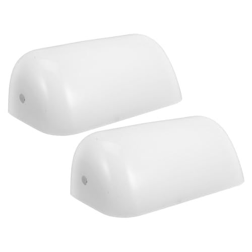 Zerodeko 2 Stück Teiliges Weißer Bankers Lampenschirme aus Opalglas Ovaler Ersatzglas-schirm für Schreibtischlampen Büro Bibliotheksbeleuchtung Langlebiger Vintage-glaslampenschirm von Zerodeko