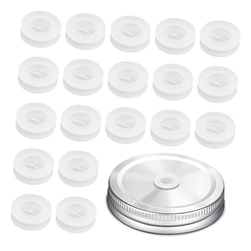 Zerodeko 20 Stück Silikon-Strohhalm-Lochstopfen: Einmachglas-Deckel-Strohhalm-Löcher Silikon-Strohloch-Ösen Silikonstopfen Für Deckel Einmachglas-Deckelstopfen Stroh-Lochstopfen von Zerodeko