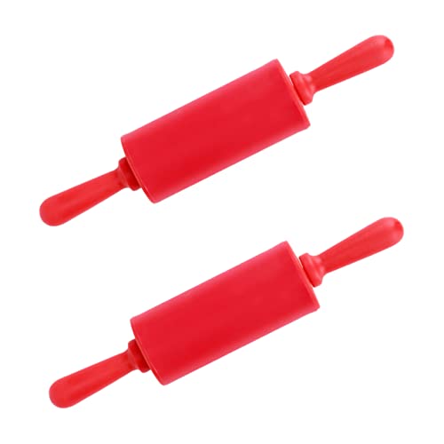 Zerodeko 2St Nudelholz Kinder Gummibärchen kleine Rolle Kinderspielzeug Rollen Kochwalze Kinderrollstock Haushalt Ton Waschbecken Matte Teig Baby Backwerkzeug Plastik rot von Zerodeko