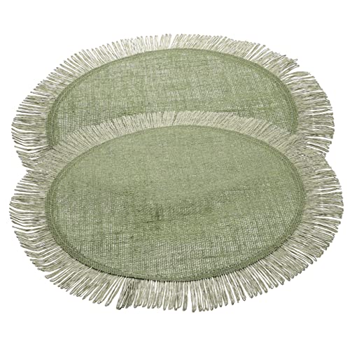 Zerodeko 2St Sackleinen-Quasten-Tischsets Deckchen Isoliermatte Ornament weihnachtsdeko rund gewebtes Tischset gewebte Auflage Isolierung Dekorationen Schale Matte Matte von Zerodeko