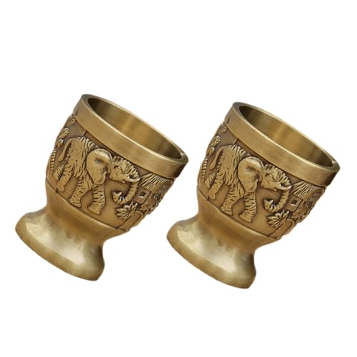 Zerodeko 2St altes Schnapsglas ägyptisches retro Whisky-Gläser Vintage- Vintage Ornamente Tasse Trinkbecher Handbuch kupferner Kelch Metallbecher schmücken Weinglas Zinklegierung von Zerodeko