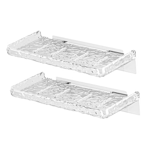 Zerodeko 2Stücke Wandmontiertes Badezimmerregal Transparentes Wasserwellen Design Kleber Badezimmer Organizer Für Kosmetik Und Toilettenartikel Platzsparendes Wandregal Für Bad von Zerodeko