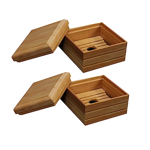 Zerodeko 2er-Box Seifenschale Im Japanischen Stil Seifenschale Aus Holz Reise Seifenhalter Seifendose Mit Deckel Seifenabflussschoner Bad Reisebehälter Bambus Niedergang Reisen Camping von Zerodeko