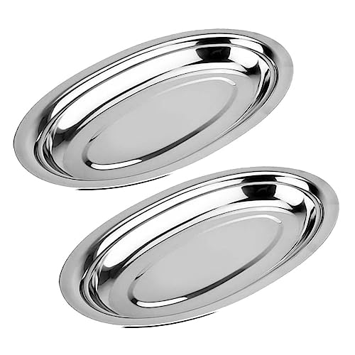 Zerodeko 2st Gedünsteter Fischteller Essenstabletts Fischplatte Im Dampfgarer Schalen Und Teller Camping Teller Servierplatten Aus Keramik Silbertablett Lebensmittel Oval Rostfreier Stahl von Zerodeko