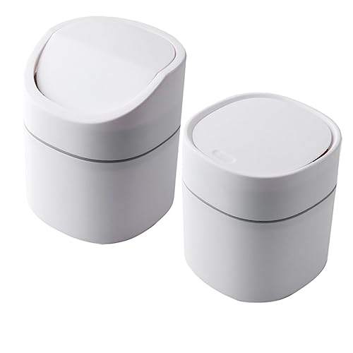 Zerodeko 2stücke Mini Mülleimer Mit Deckel Aus Kunststoff Tragbarer Kleiner Abfallbehälter Für Schreibtisch Und Haus Praktische Mülltonne Für Einfache Entsorgung von Zerodeko
