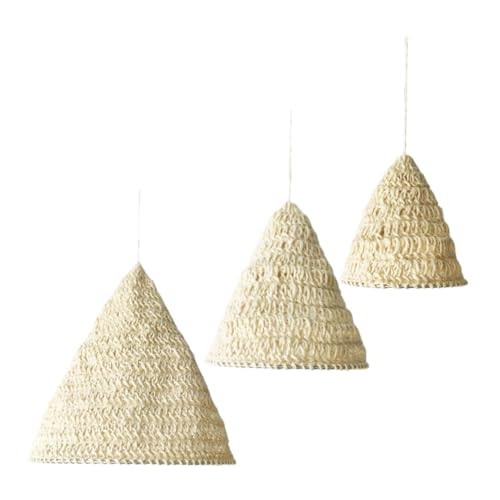 Zerodeko 3 Stück Handgefertigte Weiße Boho Häkel-lampenschirme mit Rustikalem Seil Handgewebte Deckenleuchten für Schlafzimmer Minimalistische Kreative Hängelicht-abdeckung Dekorative von Zerodeko