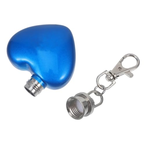 Zerodeko 3 Stück Herzförmige Weinflasche Schlüsselbund Trinken Form Graviert Hochzeit Tragbar Mit Klein Winzig Mini-herzflasche Whiskyflasche Trinkkolben Herzweintopf Rostfreier Stahl Blau von Zerodeko