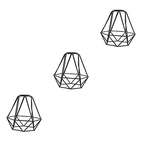 Zerodeko 3 Stück Lampenschirm Aus Rattan - Gewebter Lampenschirm Mit Metall Halterung Aus Eisen - Leuchte Aus Eisendraht Glühbirnenkäfig von Zerodeko