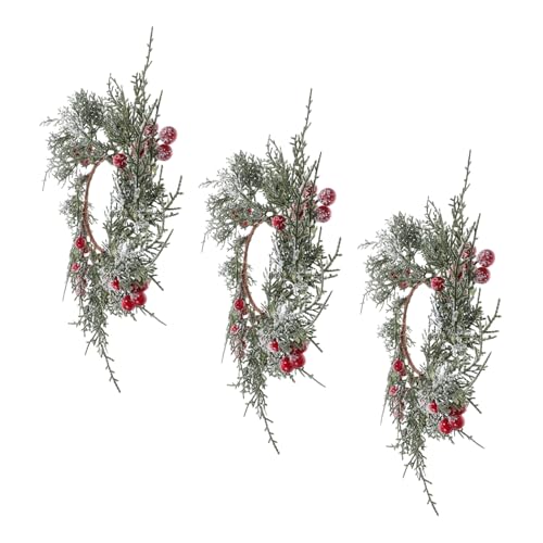 Zerodeko 3 Stück Rustikale Weihnachts Kerzenringe mit Roten Beeren Künstliche Kleine Kränze für Stumpen Stabkerzen Wiederverwendbare Tischdekoration für Advent und Festtage von Zerodeko