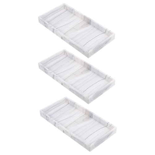 Zerodeko 3 Stück Silikon Badezimmer Tablett Marmor Rechteckige Aufbewahrung für Kosmetik Toilettenartikel und Schmuck Dekoratives Organizer für Waschtisch und Schreibtisch von Zerodeko
