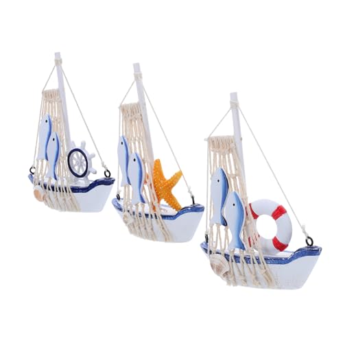 Zerodeko 3 Stück Teiliges Holz Segelboot Modell Mediterrane Vintage Deko mit Steuerruder und Rettungsring Handgefertigte Maritimen Figuren für Nautische Wohnkultur und Zerodeko 3 Stück Teiliges Holz Segelboot Modell Mediterrane Vintage Deko mit Steuerruder und Rettungsring Handgefertigte Maritimen Figuren für Nautische Wohnkultur und von Zerodeko