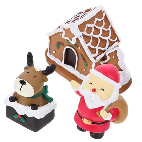 Zerodeko 3 Stück Teiliges Mini Resin Weihnachtsfiguren Robuste Detailreiche Weihnachtsdeko für Zuhause Kreative Miniatur Weihnachtsbaum Dekoration für Desktop Bücherregal Party von Zerodeko