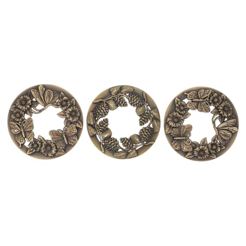 Zerodeko 3 Stück Teiliges Vintage Metall Kerzendeckel mit Floralem Relief für Duftkerzen und Glasgefäße Optimierte Belüftung für Gleichmäßiges Abbrennen Wachsspritzschutz Dekorativ für Spa von Zerodeko