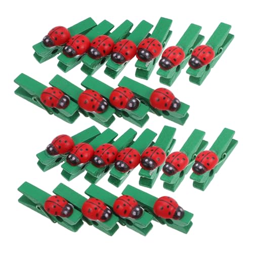 Zerodeko 30 Stück Mini Holzklammern Marienkäfer-design Kleine Notizklammern aus Holz für DIY Bastelprojekte Papierclips in Bulk Kleine Notizhalter für Fotos und Basteln von Zerodeko
