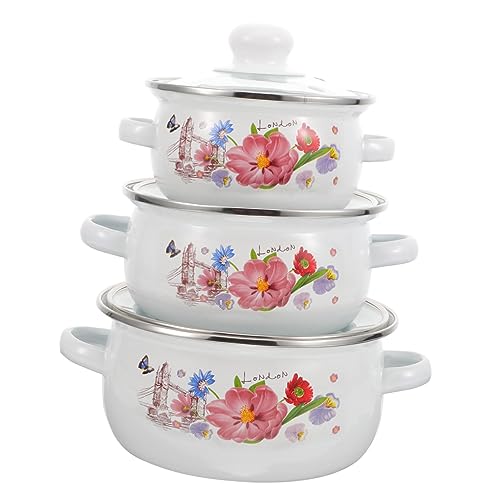 Zerodeko Kochtöpfe Emalium Vintage Emaille Suppentopf Suppentopf Zum Kochen Retro Blumendesign Einfach Zu Verwenden von Zerodeko